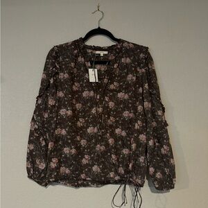 American Eagle Outfitters Floral Blouse in Brown and Pink